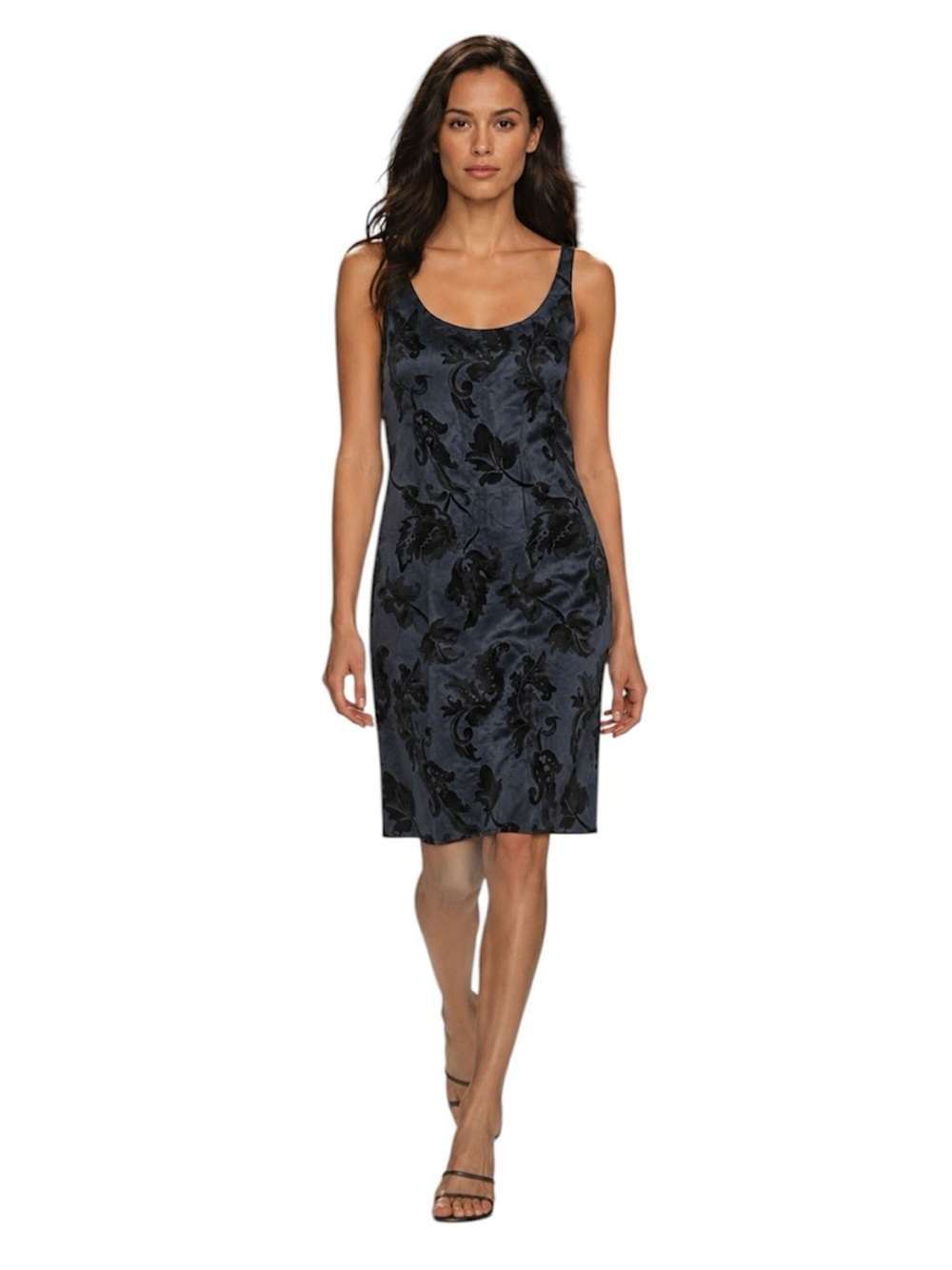 Vintage Banana Republic Black Floral Velvet Dress